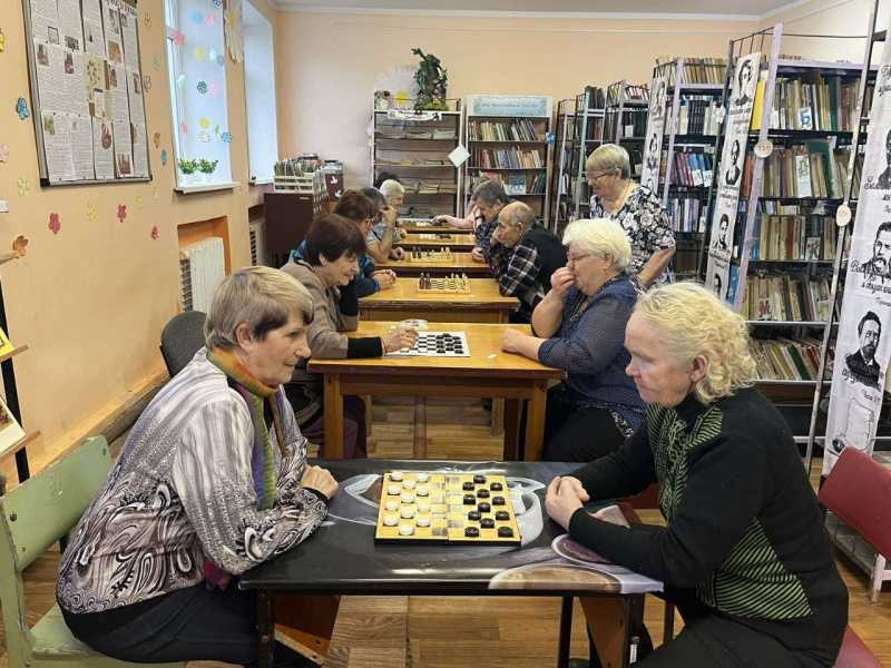 В Петлинской библиотеке прошёл шашечно-шахматный турнир среди ветеранов и членов ВОИ